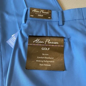 NWT Alan Flusser 32x32 Blue Wicking Comfortable Golf Pants Slacks D1540FF - Picture 1 of 10