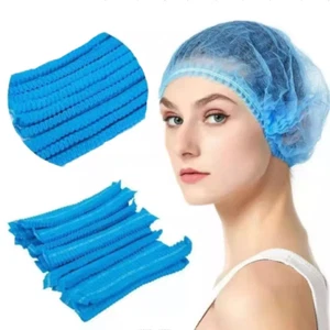 100 pcs Disposable Hair Net Non-Woven Head Bouffant Hair Cap 21" BLUE - Picture 1 of 6