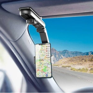 Universal 360° Rotation Car Phone Holder Sun Visor Mount Cradle Clip Adjustable - Picture 1 of 7