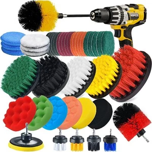 Drill Brush Attachment Set Cleaning Scrub Pads Sponge Power Scrubber Washing Kit - Picture 1 of 49