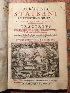 Staibani: Tractatus de interesse contractuum e ultimarum voluntatum, Napoli 1654 - Picture 1 of 1