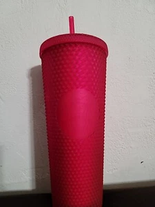 Starbucks 2023 Soft Touch Fuchsia Red Pink Ruby Studded Bling 24oz Venti Tumbler - Picture 1 of 4