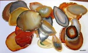Lot 2½ Pounds Of Vintage Sliced Assorted Natural Banded Agate From Brazil - Picture 1 of 4