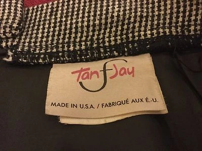 VTG EUC USA made Tan Jay Wool Poly  32x48 Rockabilly Houndstooth A Line Skirt - Image 1 of 4