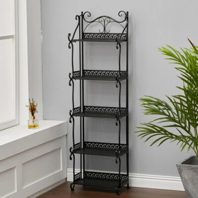 3/4/5 Tier Metal Storage Shelf Mesh Shelving Foldable Kitchen Bathroom Organiser - Image 1 of 4