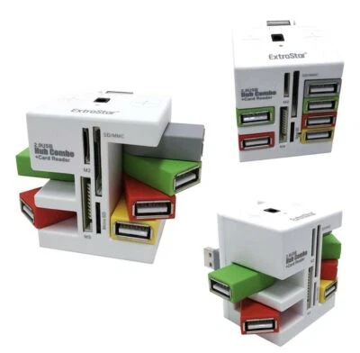 HUB USB 2.0 COMBO LETTORE MICRO SD M2 MS SD MULTI CARD READER 6 PORTE USB - Immagine 1 di 2