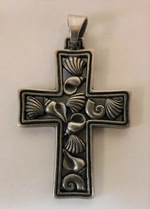 Retired James Avery Sterling Silver Sea Shell Cross Pendant - Picture 1 of 2
