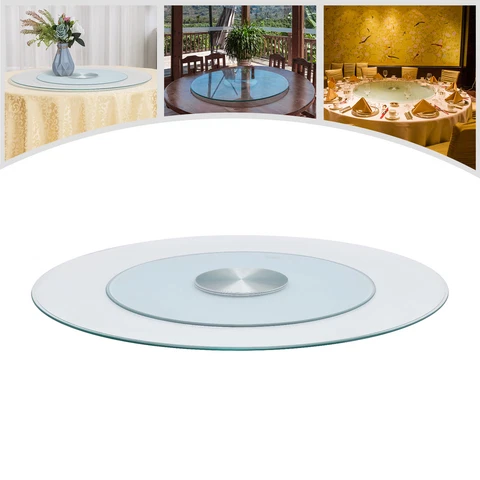 27.56" Glass Lazy Susan Turntable Dining Table Centerpiece Large Tabletop US Cover