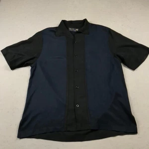 Nat Nast Shirt Mens Medium Black Blue Bowling Soprano Camp Silk Vintage Luxury - Picture 1 of 8