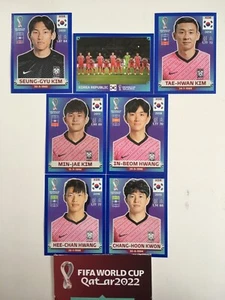 KOREA TEAM, SET OF 7 BLUE PANINI STICKERS FIFA WORLD CUP QATAR 2022 #KOREA - Picture 1 of 1