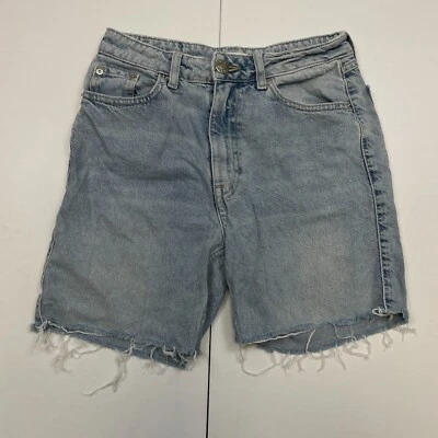River Island Shorts 8 Blue Pockets 100% Cotton Distressed Ripped Cut Off Frayed - Image 1 of 4