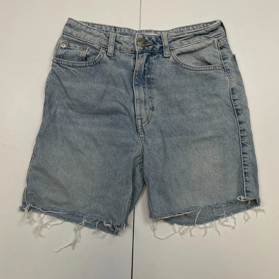 River Island Shorts 8 Blue Pockets 100% Cotton Distressed Ripped Cut Off Frayed - Image 1 of 4