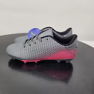 Hawkwell Kids Outdoor Firm Ground Turf Soccer Shoes Kid Size 4, Gray and Pink - Picture 1 of 11