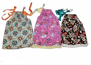 3 Disney Princess Girls 5-6 Sun Dress Lot Floral Ribbon Tie A Line Handmade - Picture 1 of 8