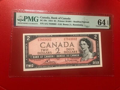 1954 CANADA $2 G.K.BOUEY L.RASMINSKY PMG 64 - Image 1 of 2