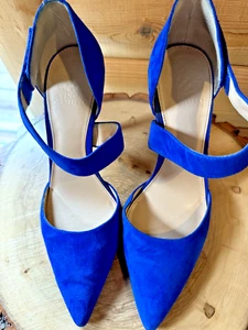 VINCE CAMUTO Bright Blue  LEATHER UPPER  stiletto heel , Women's Sz 8 1/2M - Picture 1 of 8