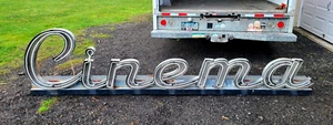 Vintage Antique Cinema Neon Sign Art Deco Movie Theater Old Advertising Gas Oil - Picture 1 of 24