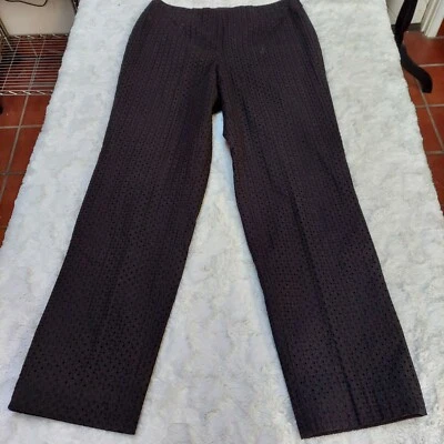 Pantalones Worth Petite para mujer talla 8 marrón bordado con ojales tiro alto pierna recta Foto 1 de 4