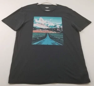 Old Navy T Shirt Men's L Large Gray Crew Mountains Road Trip Short Sleeves Tee - Picture 1 of 9