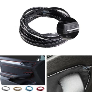 5M Carbon Fiber Interior Door Panel Armrest Plug-in Edge Dashboard Decor Strips - Picture 1 of 9