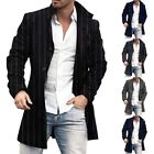 Sophisticated Mens Stand Collar Print Trench Coat Long Outwear Cardigan