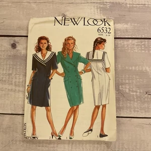 New Look 6532 Schnittmuster Kleid Matrosenkragen Knöpfe Miss Größe 6-18 UNGESCHNITTEN - Bild 1 von 4