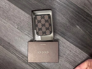 Gucci GG Check Kartenetui in Braun Leder Unisex Made in Italy - Bild 1 von 6