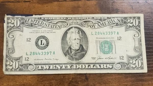 Original 1985 Note $20 Dollar Bill with Serial Number L 28443397 A Series L Rare - Picture 1 of 7
