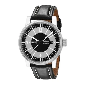 Fortis Men's 623.10.38 L.01 Spacematic Swiss Automatic Date Black Leather Watch - Picture 1 of 1