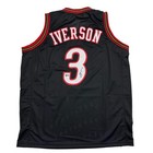 Autographed/Signed ALLEN IVERSON Philadelphia Black Basketball Jersey JSA COA