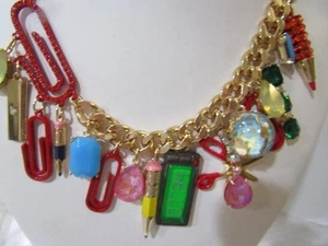 Jewelry Betsey Johnson Back to School Charm Necklace - Picture 1 of 2