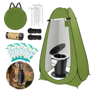 Portable Toilet Kit for Camping, Camp Toilet with Pop-Up Privacy Tent, Toilet... - Picture 1 of 9