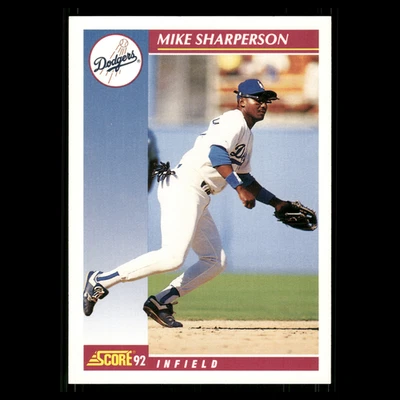 Mike Sharperson #592 1992 Score Los Angeles Dodgers Baseball Card MLB - Image 1 of 3