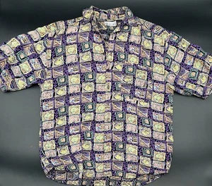 City Streets M Retro Print 80s/90s Button-up Shirt Funky-Fresh Style - Picture 1 of 8