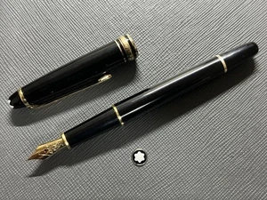 Montblanc Fountain Pen 144 14K All Gold 1980 Ebonite Lead Ef Black - Picture 1 of 9