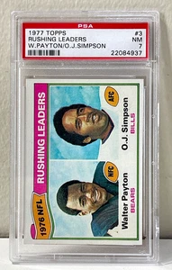1977 Topps Rushing Leaders W.PAYTON/O.J.SIMPSON HOF #3 PSA 7 NM-(bin7724E) - Foto 1 di 3
