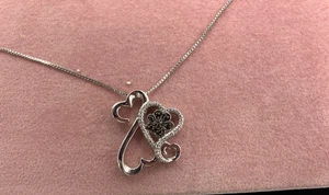 Jane Seymour Open Hearts SS FAMILY PAW PRINT Diamond Accent Necklace 🐾 KAY 🐾 - Picture 1 of 2