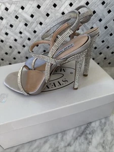 Steve Madden Nectur Silber Strass Riemchen Sandalen Größe 8 Neu - Bild 1 von 3