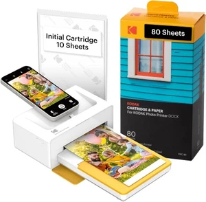 KODAK Dock Plus 4PASS Instant Photo Printer 4x6 + 80 Sheets Bluetooth & Docking - Picture 1 of 9
