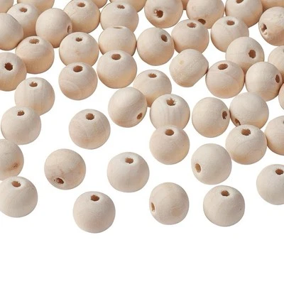 🤍 200 X 12MM ROUND WOODEN BEADS IN NATURAL. DIY JEWELLERY MAKING FINDINGS CRAFT - image 1 of 2