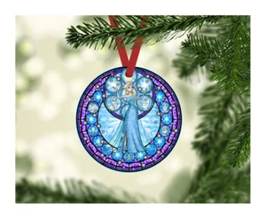 DISNEY FROZEN ELSA STAINED GLASS INSPIRED CUSTOM 3.5" METAL ORNAMENT GIFT TAG - Picture 1 of 1