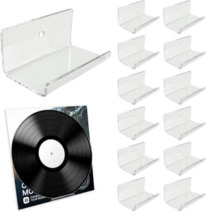12 Pack Clear Vinyl Record Holder Wall Mount, Invisible Floating Acrylic Album R - Imagen 1 de 12