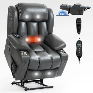350LBS Lay Flat Heat Massage Power Lift Recliner Chair Elderly Reclining Sofa - Picture 1 of 10