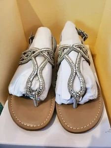 ALEX MARIE Silver PRISTEN Thong Sandals NIB Wmn's Sz 8 M Party Wedding Ev - Picture 1 of 4