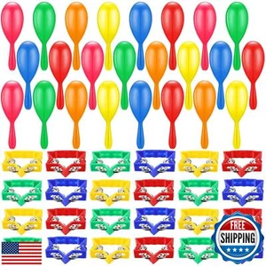 Libima 48 Pcs Plastic Percussion Tambourine for Kids and Mini Maracas Set Sta - Picture 1 of 5