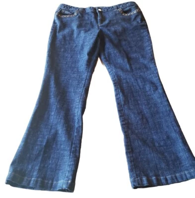 Pantalones de mezclilla Michael Kors Bootcut talla 14 para mujer 30 largos 5 bolsillos tiro bajo elástico oscuro Foto 1 de 4