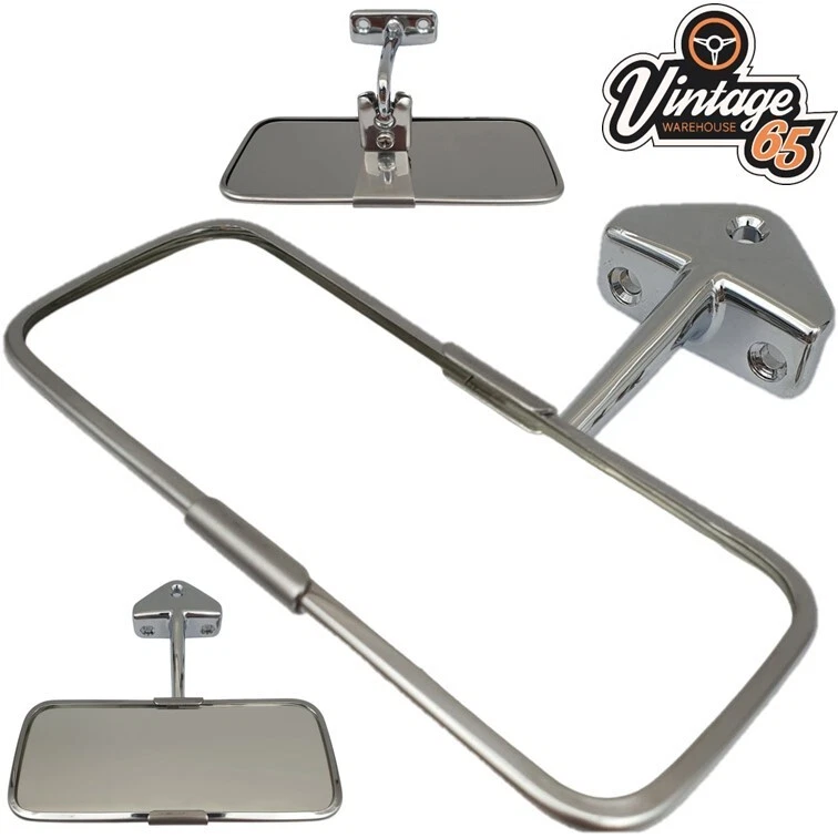 Classic Mini Rear View Interior Mirror Stainless Steel Chrome 3 Hole Adjustable - Image 1 of 1