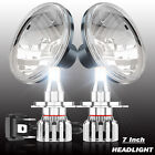 Pair 7 Inch Round Led Hi&Lo Beam Headlights Chrome For Ford F100 F150 F250 Truck