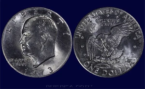 1973 D clad Ike Dollar, Eisenhower, above average strike, eye appeal and luster - Picture 1 of 3