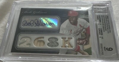 Bob Gibson 2008 Topps Sterling Career Stats Relics Auto Quad BGS 9 - Image 1 of 2